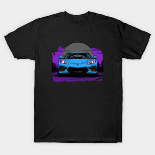 Rapid Blue C8 Corvette Stingray Midnight Moon Supercar Racecar Muscle Car Sportscar Corvette C8 T-Shirt